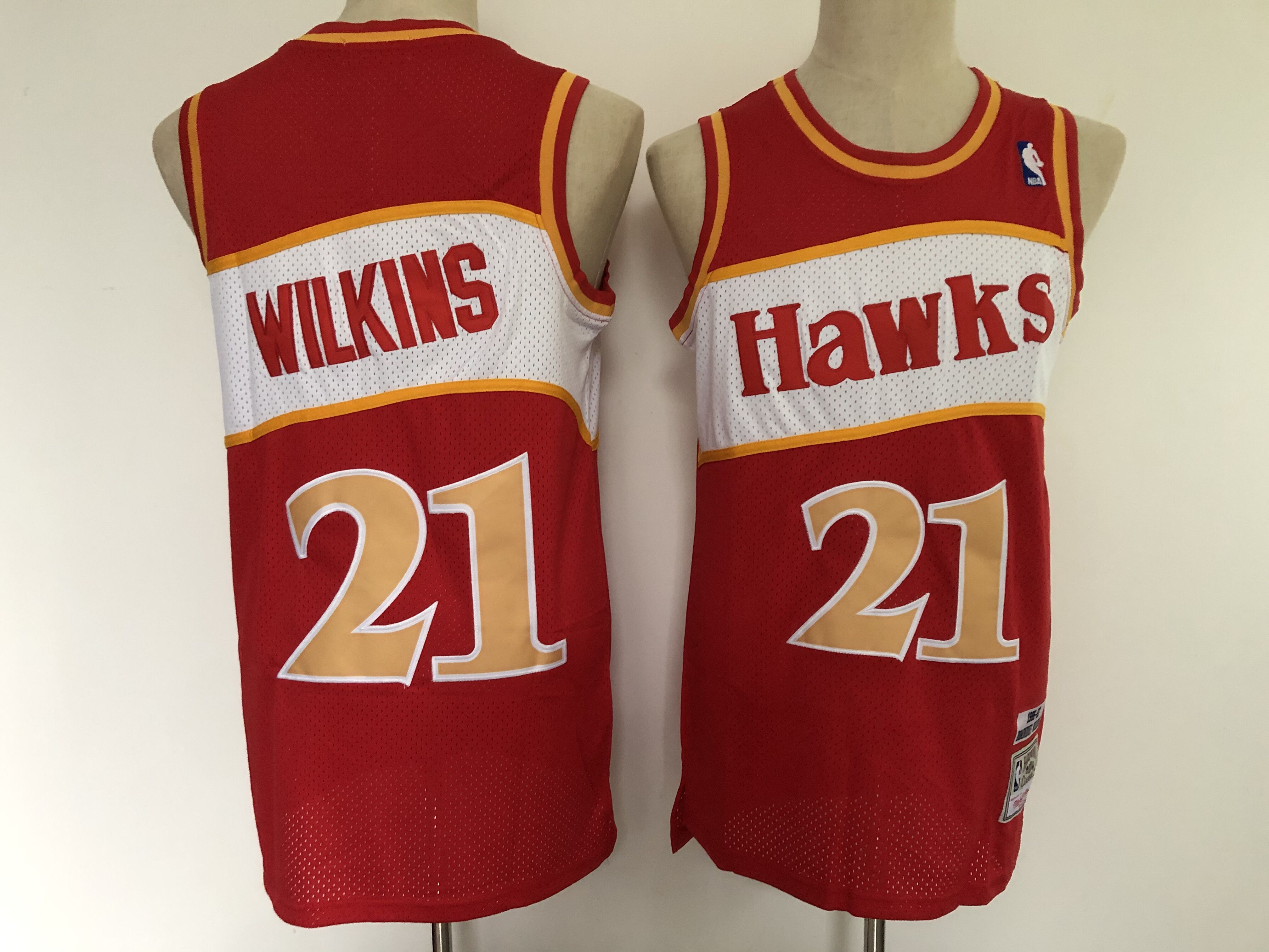 Men Atlanta Hawks #21 Wilkins Red Throwback NBA Jersey